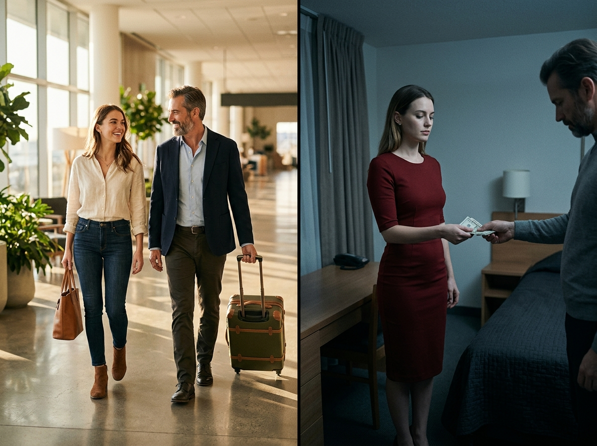 Visual contrast between a relationship and a paid exchange