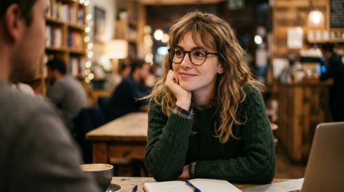 What is a mentor or a patron? Sugar dating isn't just about money and gifts. A young woman wearing glasses gazing admiringly at a man across from her in a cozy restaurant