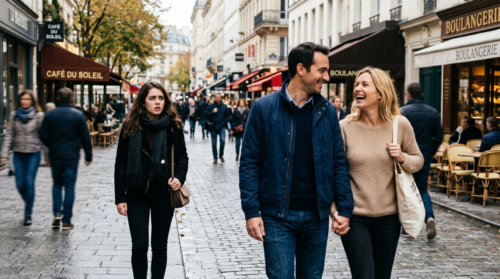 Find out if you're your sugar daddy's mistress or something more. A couple walking together on a charming Parisian street lined with cafes and bakeries
