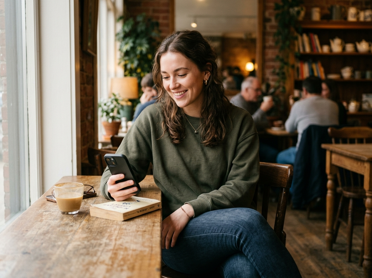 Confident young woman enjoying her own time at a café