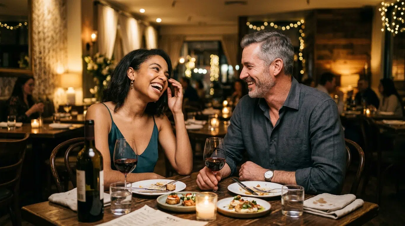 A relaxed, happy dinner together after a demanding stretch